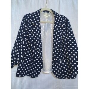 Dress Barn Womens 1x Blue Blazer White Dots